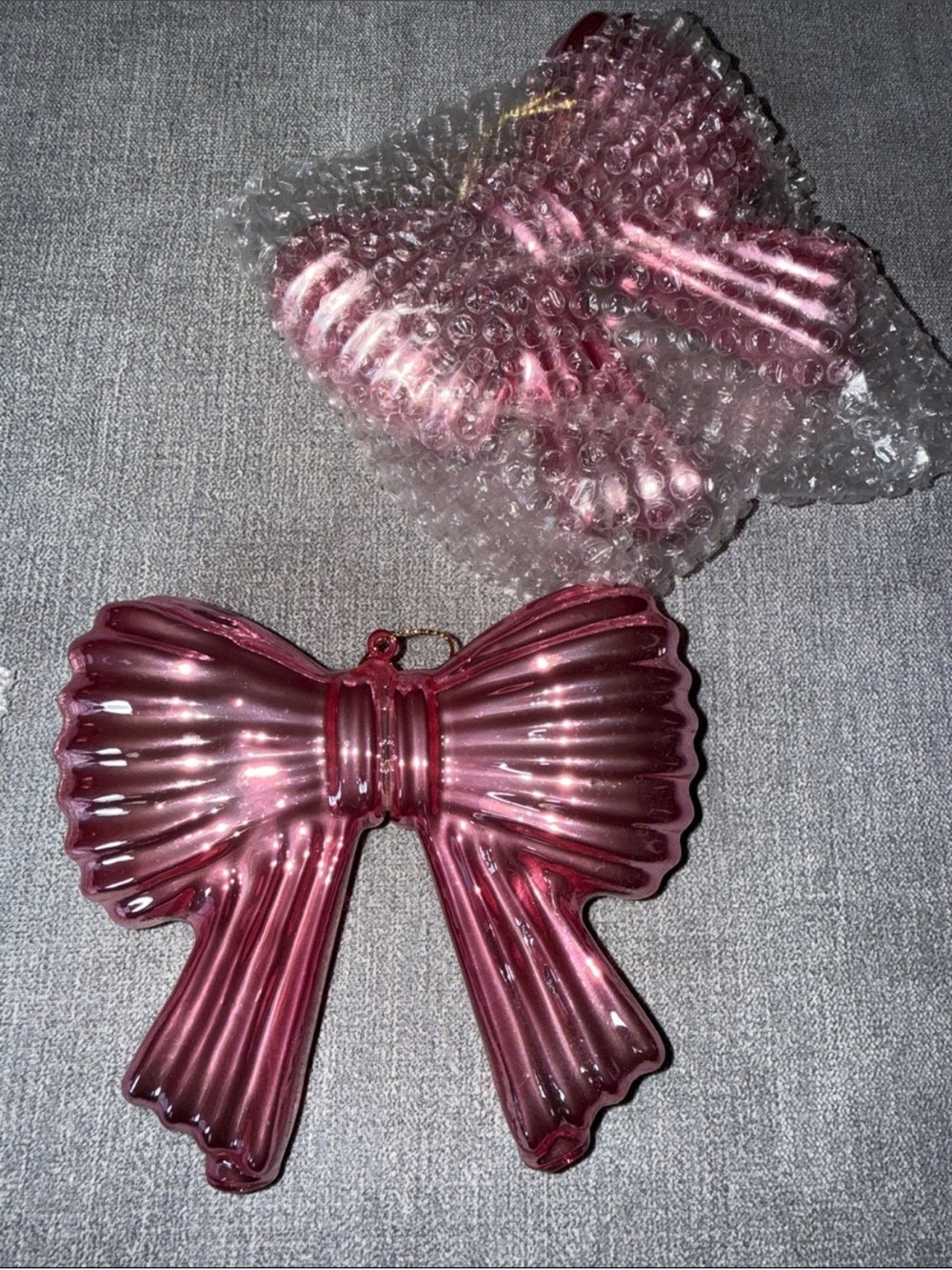 Pink Glass Bow Ornaments - Set of 2 Ornaments